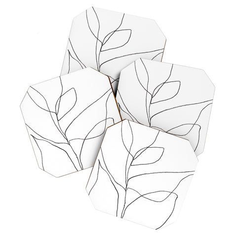 GalleryJ9 Minimalist Line Art Plant Drawing Coaster Set