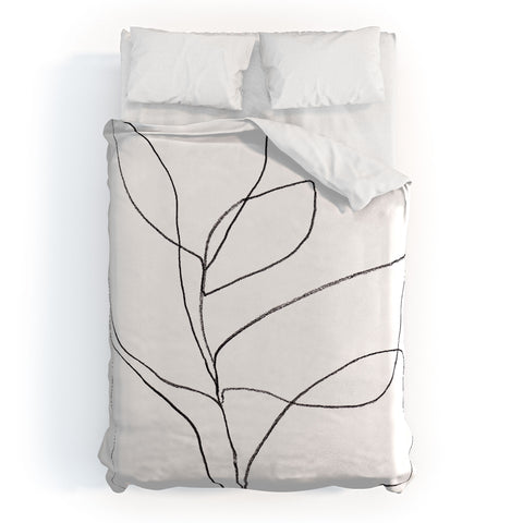GalleryJ9 Minimalist Line Art Plant Drawing Duvet Cover
