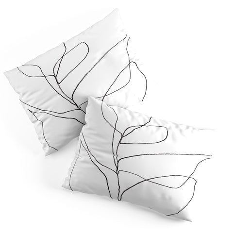 GalleryJ9 Minimalist Line Art Plant Drawing Pillow Shams
