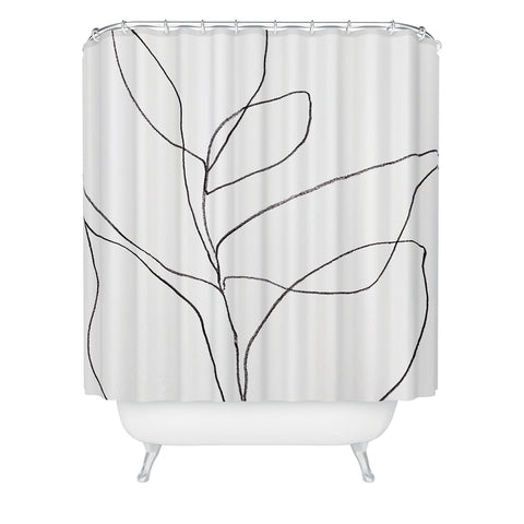 GalleryJ9 Minimalist Line Art Plant Drawing Shower Curtain
