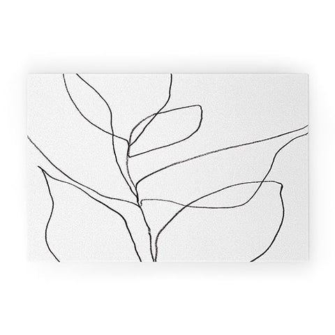 GalleryJ9 Minimalist Line Art Plant Drawing Welcome Mat