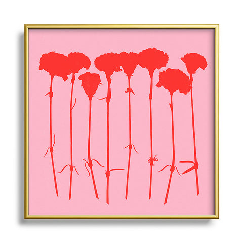 Garima Dhawan carnations 3 Metal Square Framed Art Print