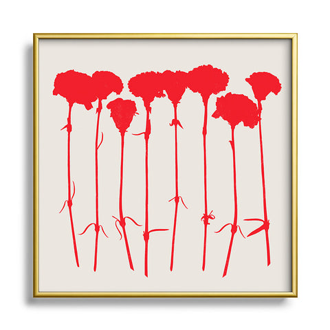 Garima Dhawan carnations 4 Square Metal Framed Art Print