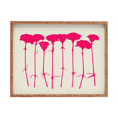 Garima Dhawan Carnations Pink Rectangular Tray