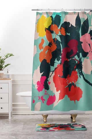 Garima Dhawan cherry blossom 5 Shower Curtain And Mat