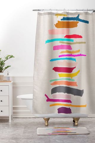 Garima Dhawan painted twigs 3 Shower Curtain And Mat