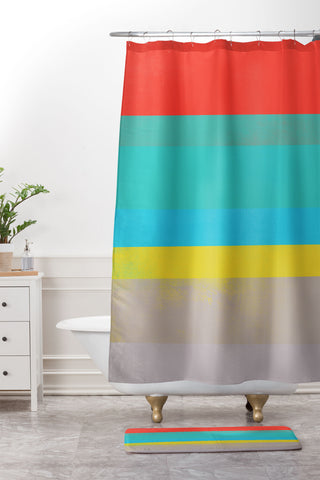 Garima Dhawan stripe study 6 Shower Curtain And Mat