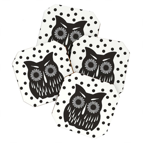 Garima Dhawan Vintage Black Owl Coaster Set