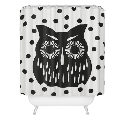 Garima Dhawan Vintage Black Owl Shower Curtain