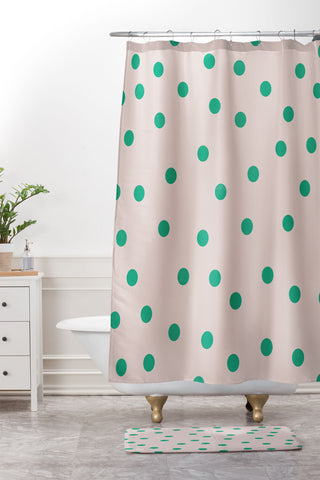 Garima Dhawan vintage dots 3 Shower Curtain And Mat