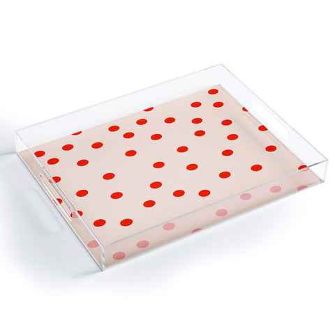 Garima Dhawan Vintage Dots Red Acrylic Tray