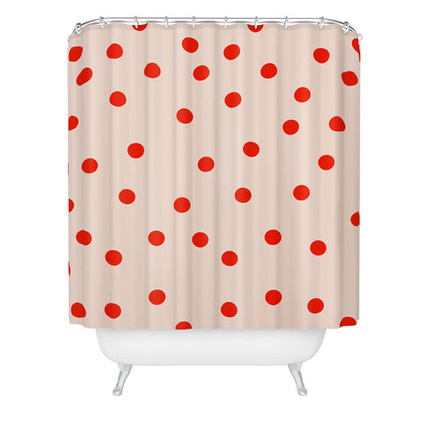 Garima Dhawan Vintage Dots Red Shower Curtain