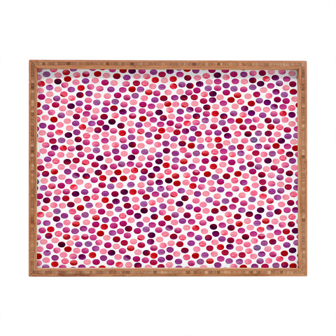 Garima Dhawan Watercolor Dots Berry Rectangular Tray