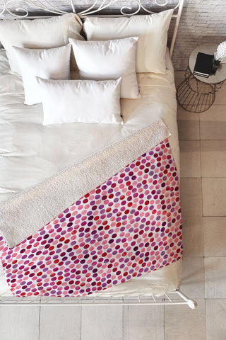 Garima Dhawan Watercolor Dots Berry Fleece Throw Blanket