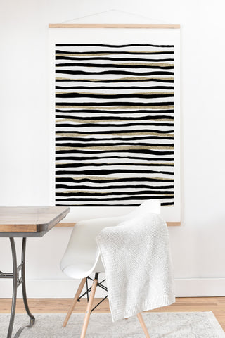 Georgiana Paraschiv Black and Gold Stripes Art Print And Hanger