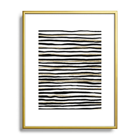 Georgiana Paraschiv Black and Gold Stripes Metal Framed Art Print