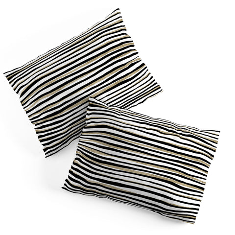Georgiana Paraschiv Black and Gold Stripes Pillow Shams