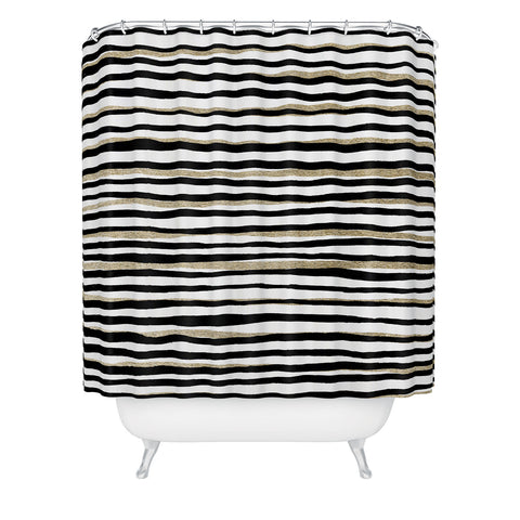 Georgiana Paraschiv Black and Gold Stripes Shower Curtain