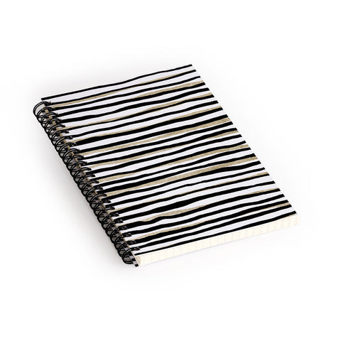 Georgiana Paraschiv Black and Gold Stripes Spiral Notebook