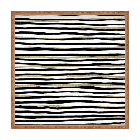 Georgiana Paraschiv Black and Gold Stripes Square Tray