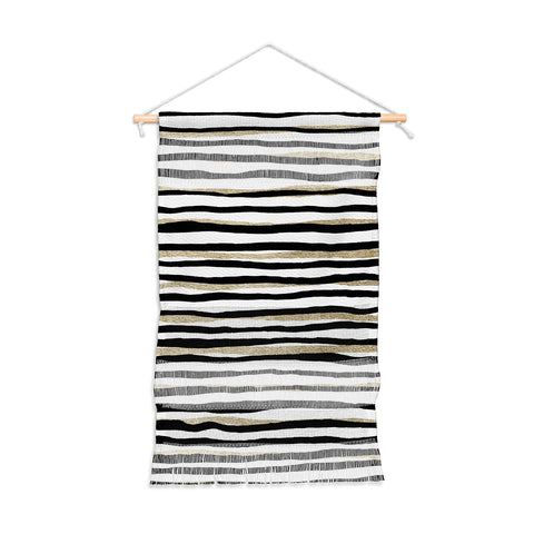 Georgiana Paraschiv Black and Gold Stripes Wall Hanging Portrait
