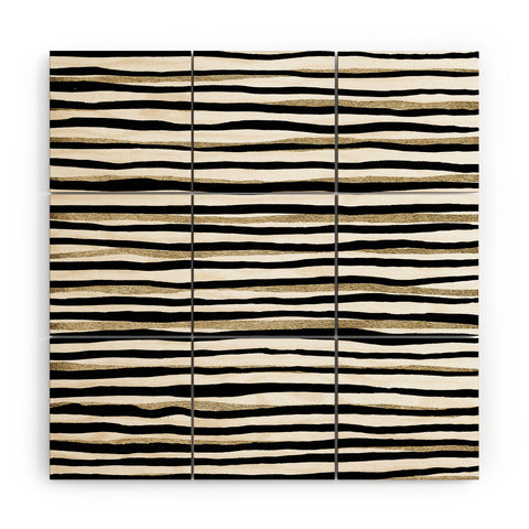 Georgiana Paraschiv Black and Gold Stripes Wood Wall Mural
