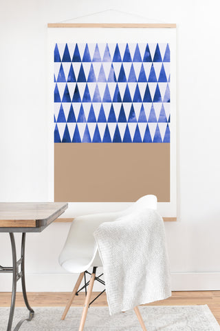 Georgiana Paraschiv Blue Triangles and Nude Art Print And Hanger