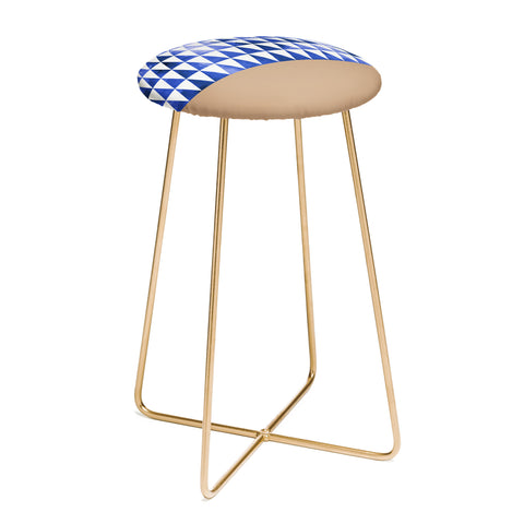 Georgiana Paraschiv Blue Triangles and Nude Counter Stool