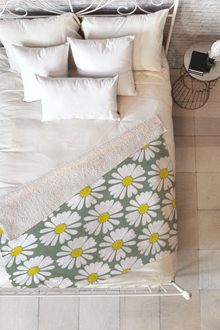 Georgiana Paraschiv Chamomile Pattern Fleece Throw Blanket