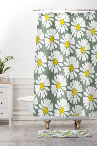 Georgiana Paraschiv Chamomile Pattern Shower Curtain And Mat