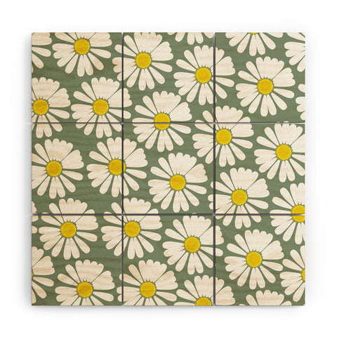 Georgiana Paraschiv Chamomile Pattern Wood Wall Mural