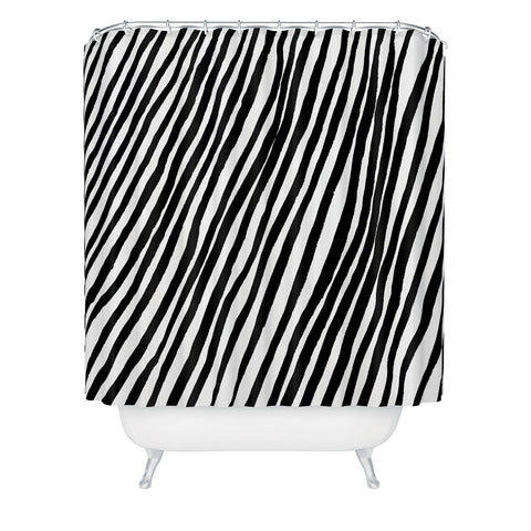 Georgiana Paraschiv Diagonal Stripes Black Shower Curtain