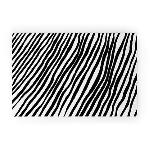 Georgiana Paraschiv Diagonal Stripes Black Welcome Mat