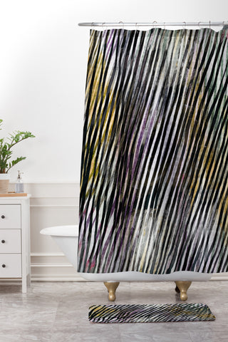 Georgiana Paraschiv Diagonal Stripes Shower Curtain And Mat