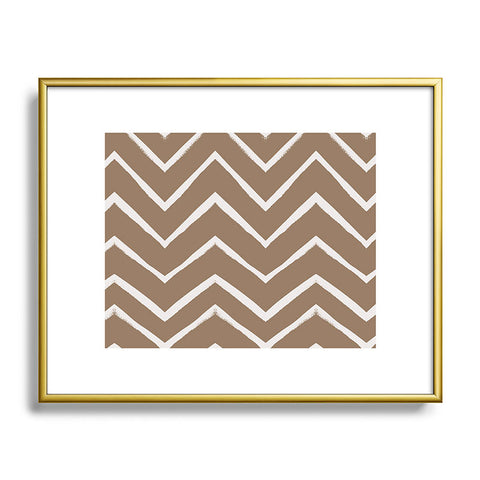 Georgiana Paraschiv Distressed Chevron Gold Metal Framed Art Print