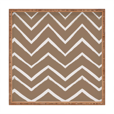 Georgiana Paraschiv Distressed Chevron Gold Square Tray