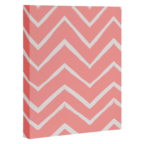 Georgiana Paraschiv Distressed Chevron Light Salmon Pink Art Canvas