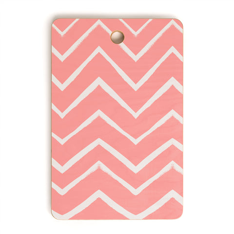 Georgiana Paraschiv Distressed Chevron Light Salmon Pink Cutting Board Rectangle