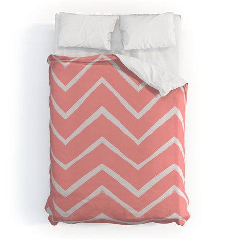 Georgiana Paraschiv Distressed Chevron Light Salmon Pink Duvet Cover