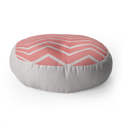 Georgiana Paraschiv Distressed Chevron Light Salmon Pink Floor Pillow Round
