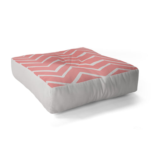 Georgiana Paraschiv Distressed Chevron Light Salmon Pink Floor Pillow Square
