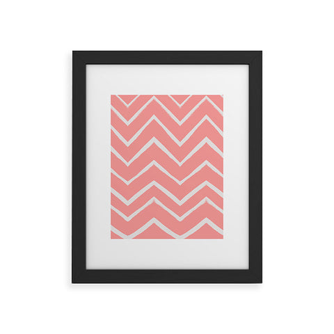 Georgiana Paraschiv Distressed Chevron Light Salmon Pink Framed Art Print