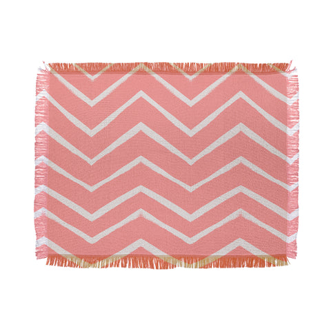 Georgiana Paraschiv Distressed Chevron Light Salmon Pink Throw Blanket