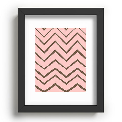 Georgiana Paraschiv Distressed Chevron Melon and Gold Recessed Framing Rectangle