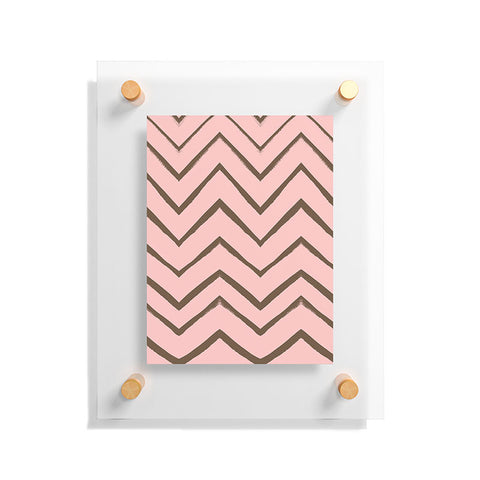 Georgiana Paraschiv Distressed Chevron Melon and Gold Floating Acrylic Print