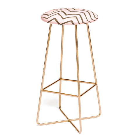 Georgiana Paraschiv Distressed Chevron Melon and Gold Bar Stool