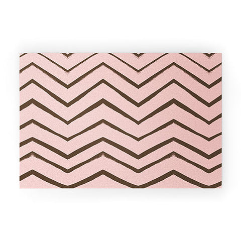 Georgiana Paraschiv Distressed Chevron Melon and Gold Welcome Mat