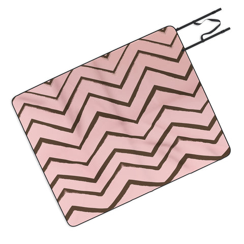 Georgiana Paraschiv Distressed Chevron Melon and Gold Picnic Blanket