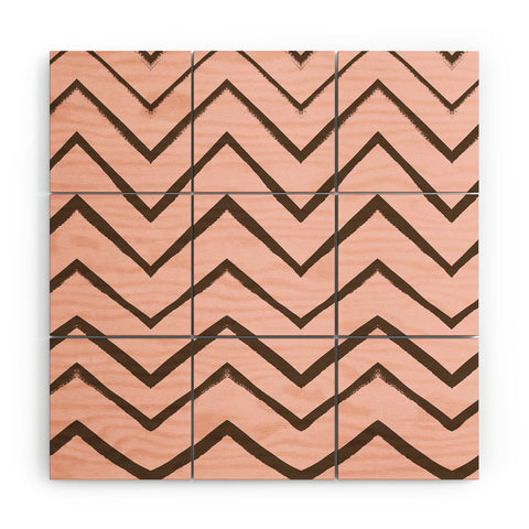 Georgiana Paraschiv Distressed Chevron Melon and Gold Wood Wall Mural