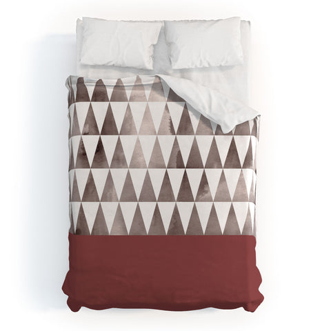 Georgiana Paraschiv Earthy Triangles Duvet Cover